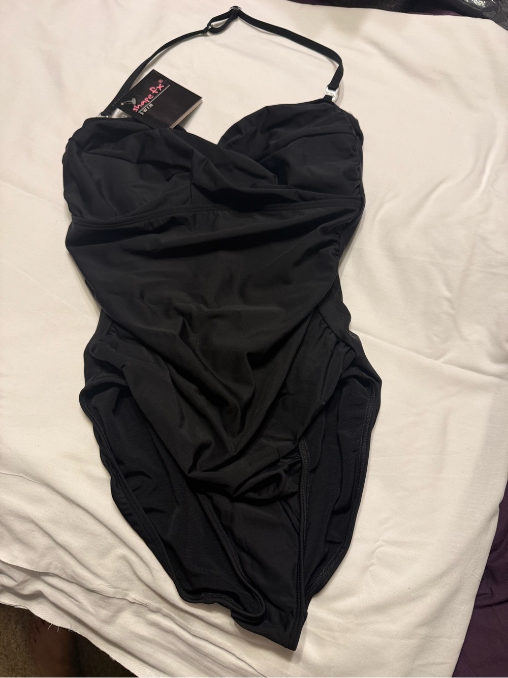 Shape FX Black One-Piece Swimwear with Removable Halter